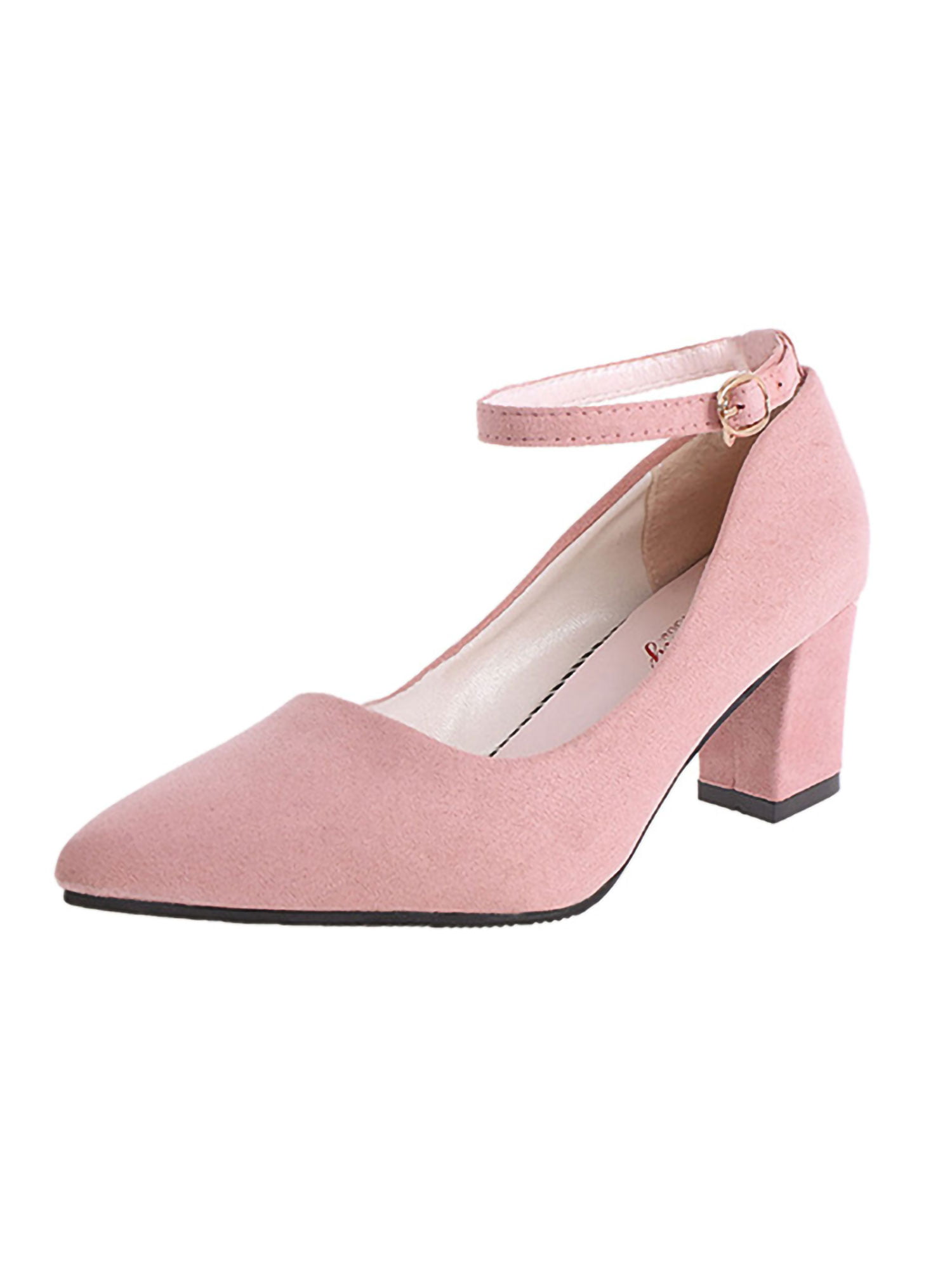 Details about   New Women's Pointy Toe Block Heels Solid Office Work Ankle Strap Shoes Sandals B 