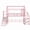 Pink, variant on URTR Twin Size Metal Playhouse Loft Bed with Slide and Stairs, Heavy Duty Twin Loft Bed Frame with Storage Shelves for Bedroom, Pink