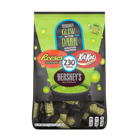 Hershey's, Halloween Chocolate Snack Size Assortment Glow in the Dark Candy, 230 Ct, 66.5 Oz