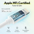 thumbnail image 2 of Overtime MFi Certified Charging Cable, Portable & Smart Charging USB A to Lightning Cable, Ultra-Fast Apple Charging Cord, Compatible With iPhone | iPad | iPod,  6ft - White, 2 of 9