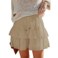 thumbnail image 1 of Pantalones cortos Aoudery Flowy para mujer, pantalones cortos con volantes, caqui, talla XS, 1 of 6
