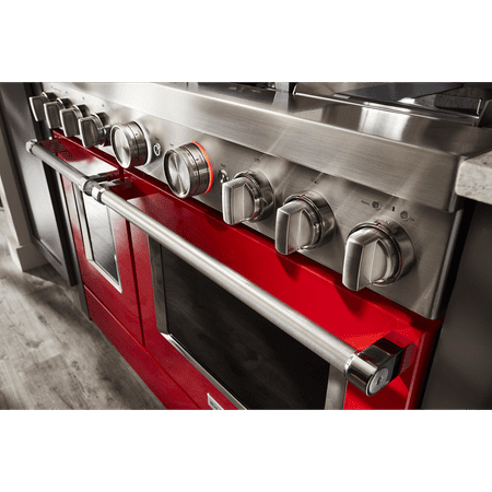 KitchenAid - 6.3 Cu. Ft. Slide-In Double Oven Gas True Convection Range with Self-Cleaning and Griddle - Passion red