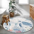 thumbnail image 3 of Sea Turtle Coastal Round Area Rug 3Ft Washable Small Circle Rugs for Kitchen Entryway, Beach Nautical Ocean Coral Seahorse Non-Slip Carpet Floor Mats Indoor Outdoor Carpet Runner Aesthetic Home Decor, 3 of 8