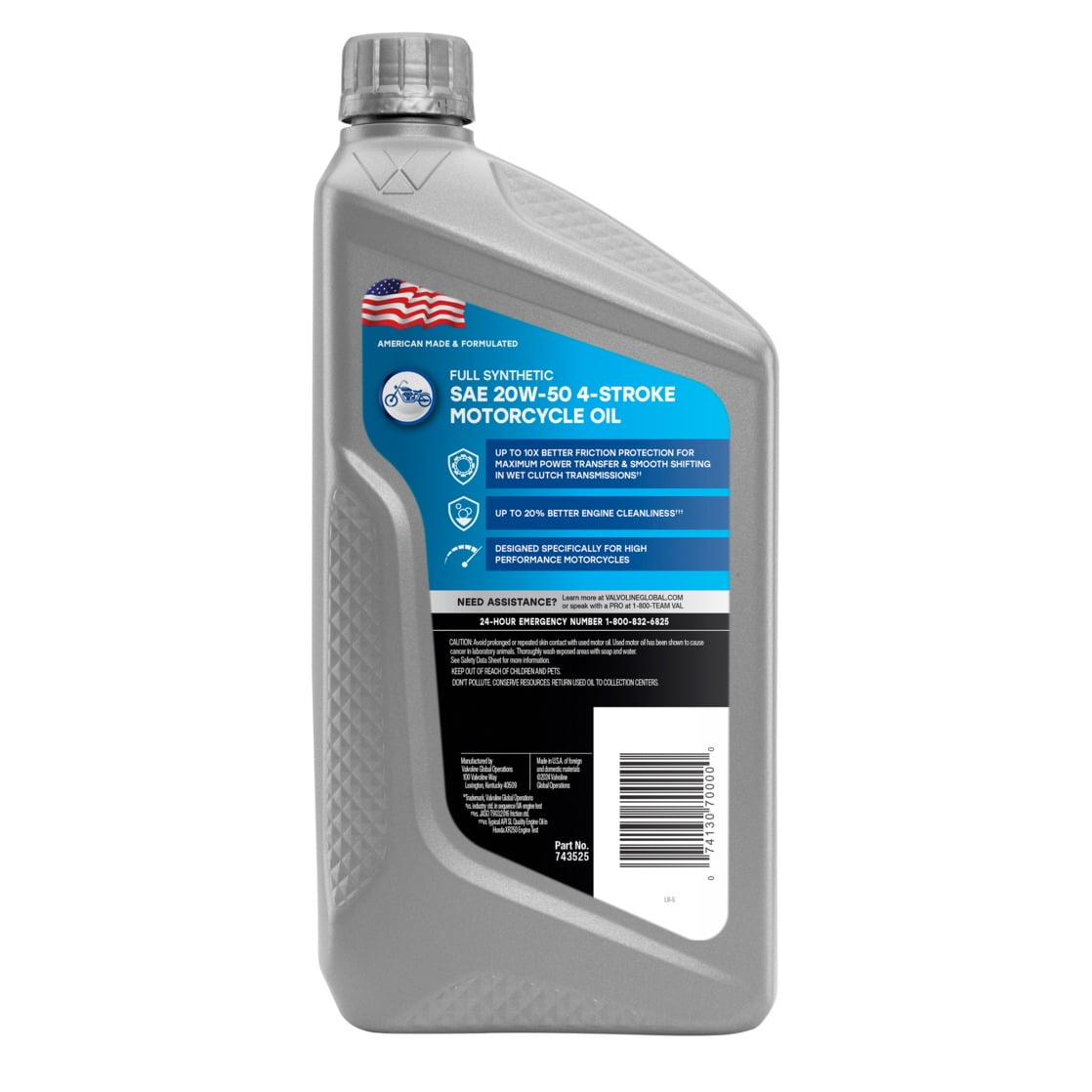 Valvoline Full Synthetic 4-Stroke Motorcycle Oil 20W-50 with