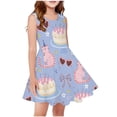 thumbnail image 2 of Spazoro Girls Midi Dresses, Brithday Cake Sleeveless A-Line Crew Neck Casual Summer Dresses for Girls Blue Size 6-7, 2 of 5