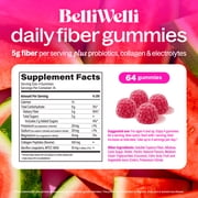 BelliWelli Daily Fiber Gummy Supplement with Probiotics, and Collagen - Watermelon 64 Count