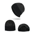 thumbnail image 3 of WREESH Men's Round Top Beanie Knitted Horizontal Stripe Acrylic Yarn Toe Cap for Men Black, 3 of 4