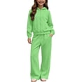 thumbnail image 2 of Children Winter Warmth Two-piece Set Hooded Zipper Sweatshirt Coat Wide-leg Pants Sports Fleece-lined Sets, 2 of 8