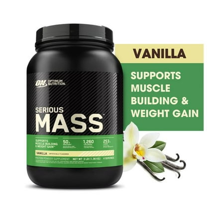 Optimum Nutrition, Serious Mass, Weight Gainer Protein Powder, Vanilla, 2.95lb