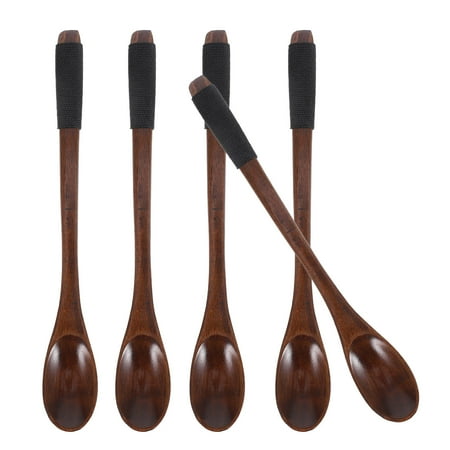 Masteelf 5 Pcs Small Wooden Honey Spoons Teaspoons Japanese Style Wood Table Utensils Set for Coffee Stirring and Serving Masteelf 5 Pcs Small Wooden Honey Spoons Teaspoons Japanese Style Wood Table Utensils Set for Coffee Stirring and Serving