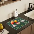 thumbnail image 5 of Yayeee Dish Drying Mat for Kitchen Counter 18" x 24" Microfiber Super Absorbent Coffee Decorative Pad, Christmas Santa Hats, 5 of 9