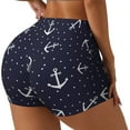 thumbnail image 2 of Sigee Anchors Print Women's High Waist Workout Shorts - Squat Proof, Tummy Control, Yoga and Gym Activewear-Small, 2 of 9