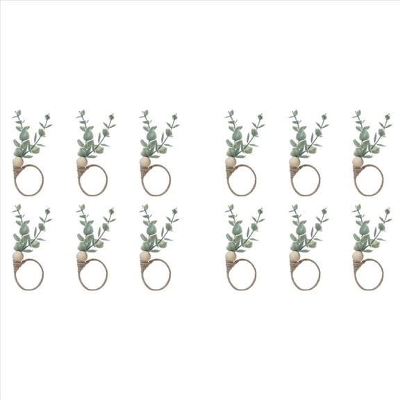 Napkin Rings Set of 12 Rustic Eucalyptus Wooden Napkin Rings Boho Leaf Wood Bead Farmhouse Napkin Ring Holder