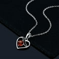 thumbnail image 3 of Gem Stone King Round Red Garnet and Black Diamond Heart Shape Pendant Necklace for Women (0.40 Cttw, Gemstone Birthstone, with 18 inch Chain), 3 of 3