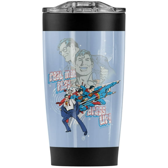 Superman Real Me Stainless Steel Tumbler 20 oz Coffee Travel Mug/Cup, Vacuum Insulated & Double Wall with Leakproof Sliding Lid | Great for Hot Drinks and Cold Beverages