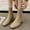 Khaki, variant on CALAFEBILA Shoes for Women Black Winter Retro Splicing Boots Chunky Heel High-Heels Toe Knitting Boots