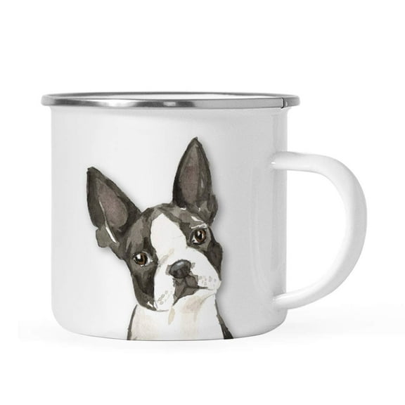 Koyal Wholesale 11oz. Stainless Steel Dog Campfire Coffee Mug Gift, Boston Terrier Up Close, 1-Pack