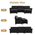 thumbnail image 6 of Ktaxon 120" W Sectional Convertible Sofa U Shaped Modular Couch with Double Chaise Coarse Linen Sleeper Set with 3 Oversized Seats Black, 6 of 10
