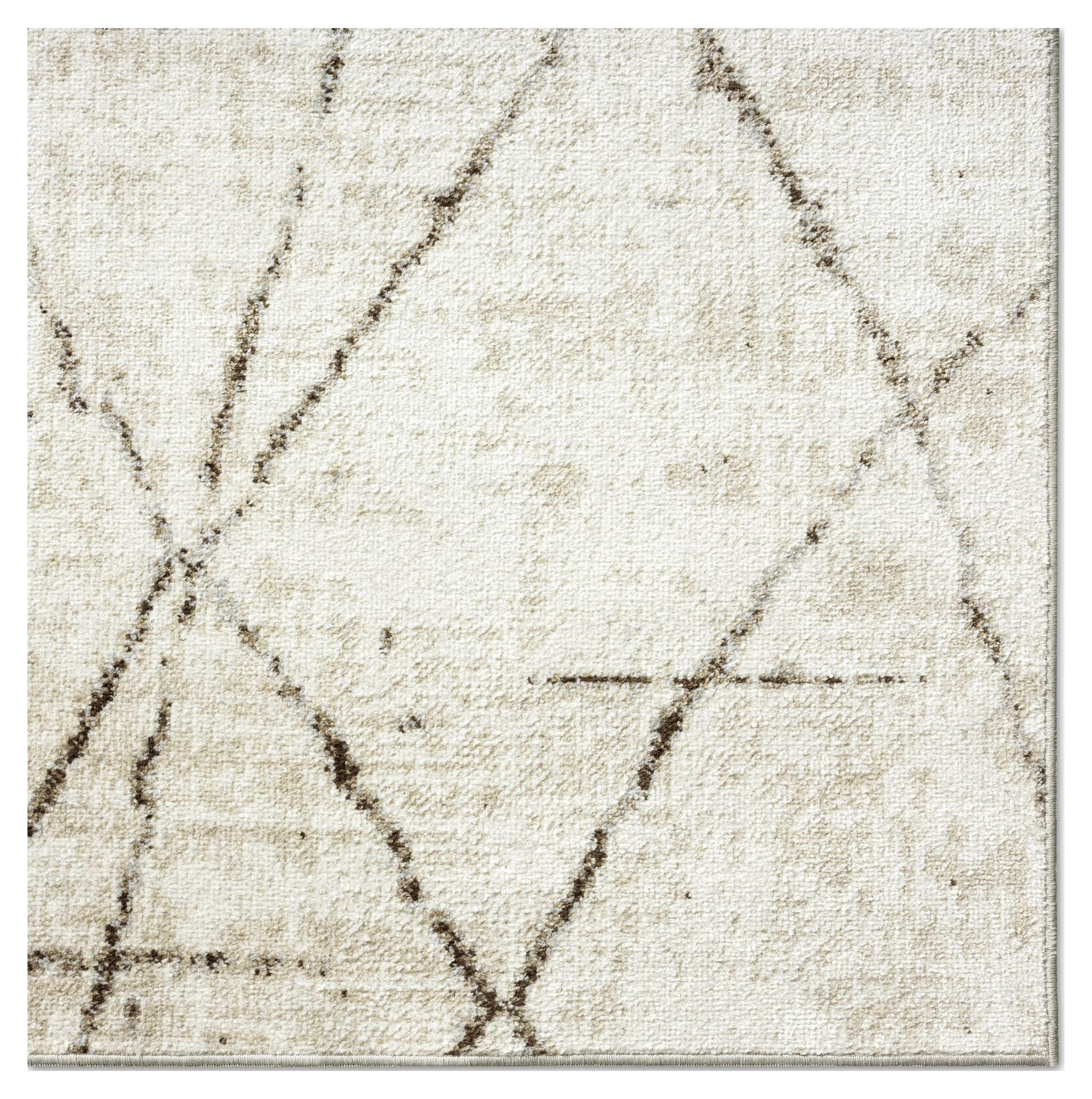 Everwash™ Treasure Alan Modern Geometric Machine Washable Area Rug, Beige/Brown, 6'6"x9'2"