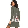 thumbnail image 2 of FORMRS Womens Long Sleeve Nightgowns Crew Neck Sleep Shirt Soft Pajamas Sizes S-3XL, Gray Cute Snowmen, 2 of 8