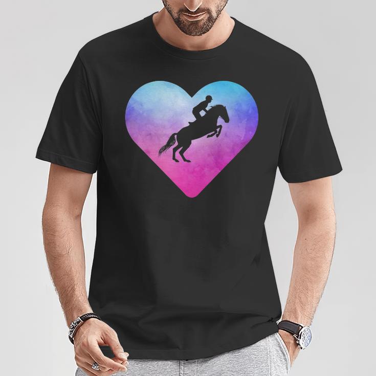 Show Jumping Horse Riding Graphic Tee Unisex Adult Cotton Shirt for Women and Girls Equestrian Lovers Casual Wear Gift, Size 5XL, Color Black