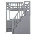 thumbnail image 4 of Full Size Wooden Loft Bed with Built-in L-Shaped Desk and Three-Tier Storage Shelves,Full-Length Guardrails and Attached Storage Staircase, Gray, 4 of 9