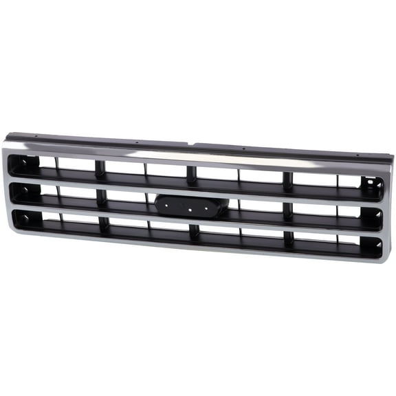 Tomoka Replacement Parts Front Grille Grill Assembly With Chrome Shell With Gray Insert Compatible With Ford Bronco F-150 F-250 F-350 1989 1990 1991 F-Series Pickup Truck