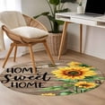 thumbnail image 5 of Area Rug 36in, Country Sunflower Bee Green Leaves Floor Carpet Living Room Rug, Farm Retro Wood Board Non-Slip Welcome Mat Indoor Rugs for Bedroom Dining Room, 5 of 9