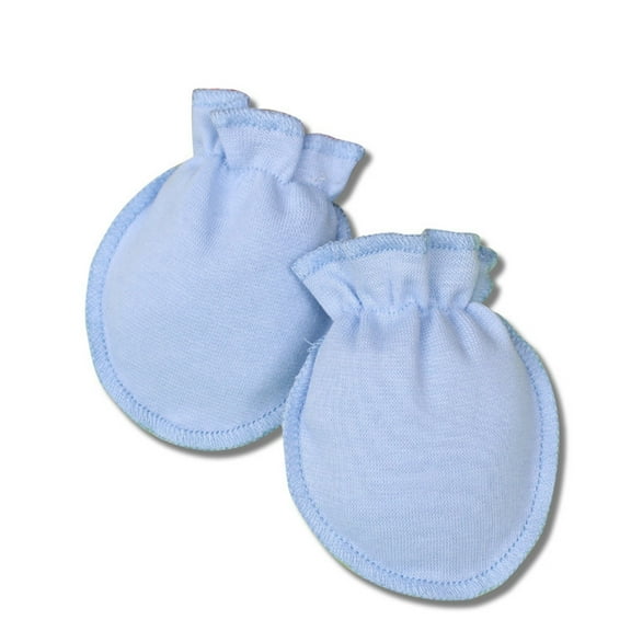 No Scratch Mittens Soft Cotton Newborn Hand Mitts for Boys Girls 0-6 Months Comfort Fit Scratch Prevention Protective Gloves Multi Pack Light Blue