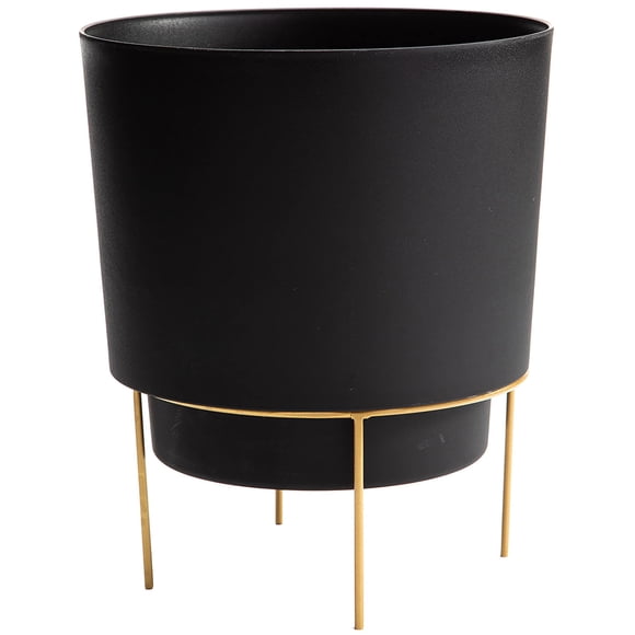 Maceta Bloem Hopson de 15 cm de plástico negro con soporte dorado