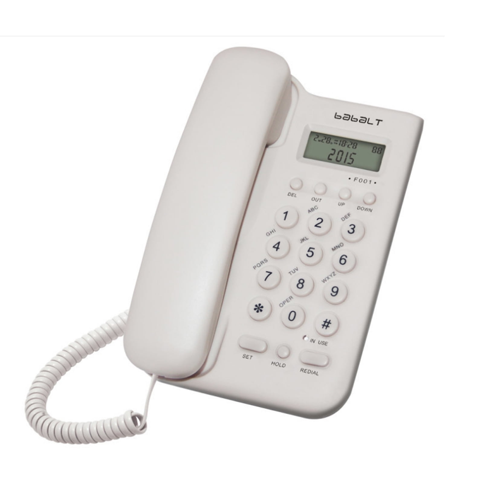 White Corded Basic Landline Phone, FSK/DTMF Simple Caller ID Telephone