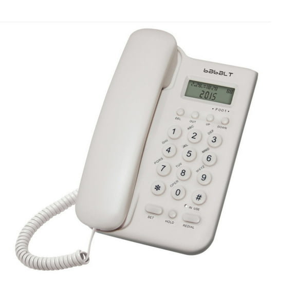 White Corded Basic Landline Phone, FSK/DTMF Simple Caller ID Telephone with LCD Incoming Call Number Display, Small Desk/Wall Mountable Analog Phone for Home Office