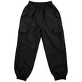 thumbnail image 4 of YONGHS Girls Sport Cargo Pants Baggy Trousers with Pockets Kids Jogger Sweatpants Y2K Streetwear Black 5-6, 4 of 7