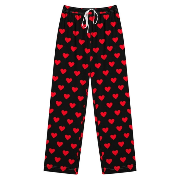 Khunlpohl Women's Lounge Pant Valentine's Day Pajamas Pants Elastic Waist Wide Leg Loose Pjs Bottoms