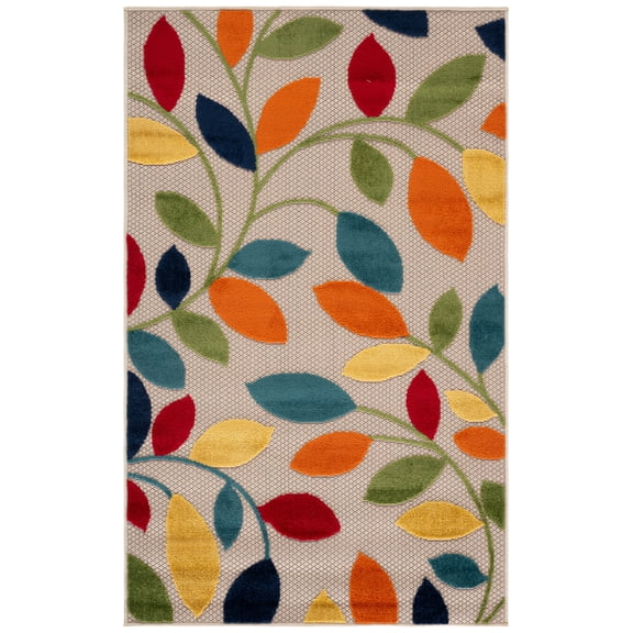 SAFAVIEH Cabana Janae Floral Indoor/Outdoor Area Rug, Ivory/Green, 3' x 5'