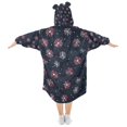 thumbnail image 2 of FORMRS Wearable Blanket Hoodie with Sleeves for Kids Cozy Flannel Sweatshirt, Red Fireworks Pattern, 2 of 7