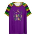 thumbnail image 4 of Mardi Gras Outfit Women Casual Fashion Round Neck Short Sleeve Color Printed T Shirt Top XXL, 4 of 4