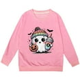 thumbnail image 4 of Bainana Halloween Sweatshirt For Little Girls Ghost Pumpkin Print Long Sleeve Crew Neck Tops Soft Fashion Autumn Girls Hoodless Tops Pink Size 7-8 Years, 4 of 4