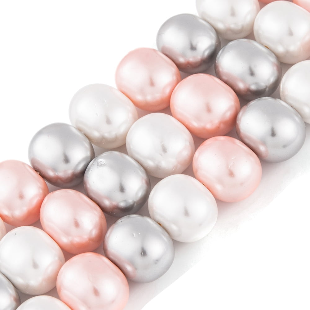 Shell Pearl Beads Strands Oval Colorful 12~13x15~16x12mm Hole: 1mm 30pcs/strand 15.5 inch Colorful
