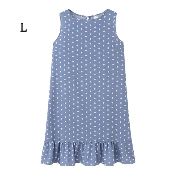 Sonducket Vestido de mujer Punto Ropa sin mangas Ropa suelta Vestido de tanque con volantes sueltos Vestidos Azul claro L