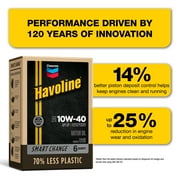 Chevron Havoline Conventional Motor Oil 10W-40, 6 Quart Smart Change Box Case (2-Pack)