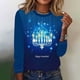 thumbnail image 1 of Sudadera Wancir Hanukkah para mujer, suéter feo de Hanukkah, camiseta con cuello redondo y gráfico de menorás, 1 of 4