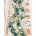 thumbnail image 5 of Waipfaru 2pcs Blue Flower Garland, 6ft Artificial Eucalyptus Garland with Blue Roses, Fake Rose Floral Greenery Garland for Wedding Arch Table Wall Room Decor, 5 of 8