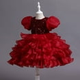 thumbnail image 5 of Little Girls Ruffles Dress Short Sleeve Sequins Princess Birthday Dress w/Headband, 5 of 7