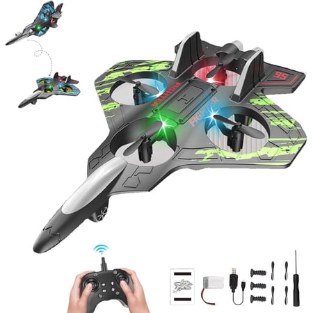 Steer Falcon Rc Airplane, Steer Falcon Remote Control Airplane, V17 Jet Fighter Stunt Rc Plane, 360° Circling Remote Control Fighter Model Toy with LED Lights