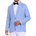 thumbnail image 1 of Blazer de rayas INSPIRE CHIC para hombres, chaqueta de traje a rayas de un solo botón, color azul y blanco, 1 of 5