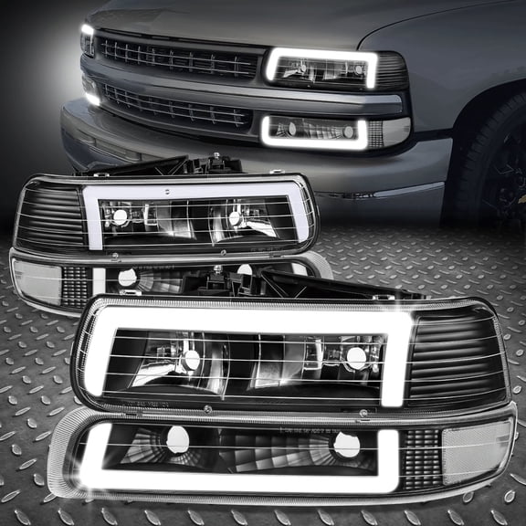 Nuvision for 99-06 Chevy Silverado Suburban 1500 2500 C-LED DRL Headlight Bumper Lamps