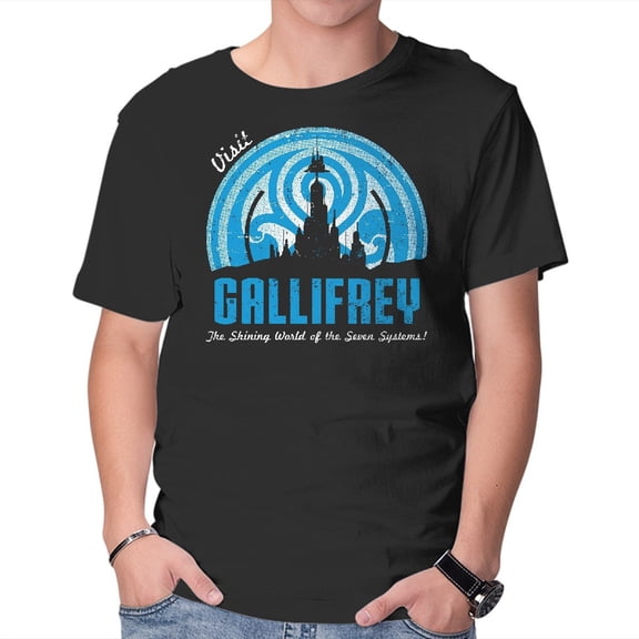 TeeFury Men’s Graphic T-shirt Visit Gallifrey - Adventure | Tv Show | Black | Small