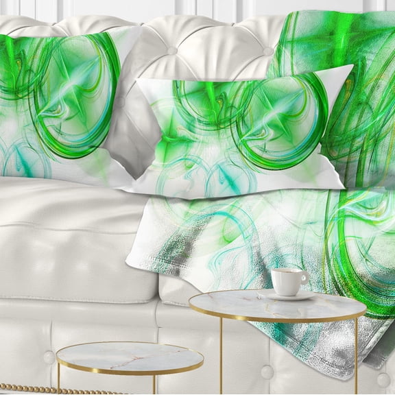 Designart Green Fractal Desktop - Abstract Throw Pillow - 12x20