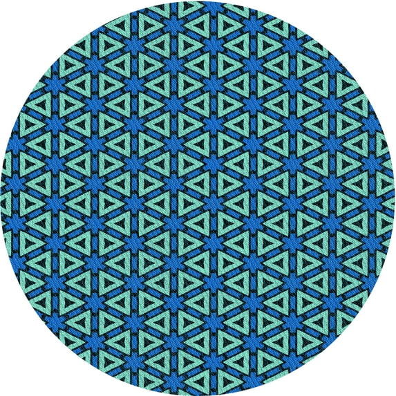 Ahgly Company Machine Washable Indoor Round Transitional Dark Turquoise Green Area Rugs, 3' Round